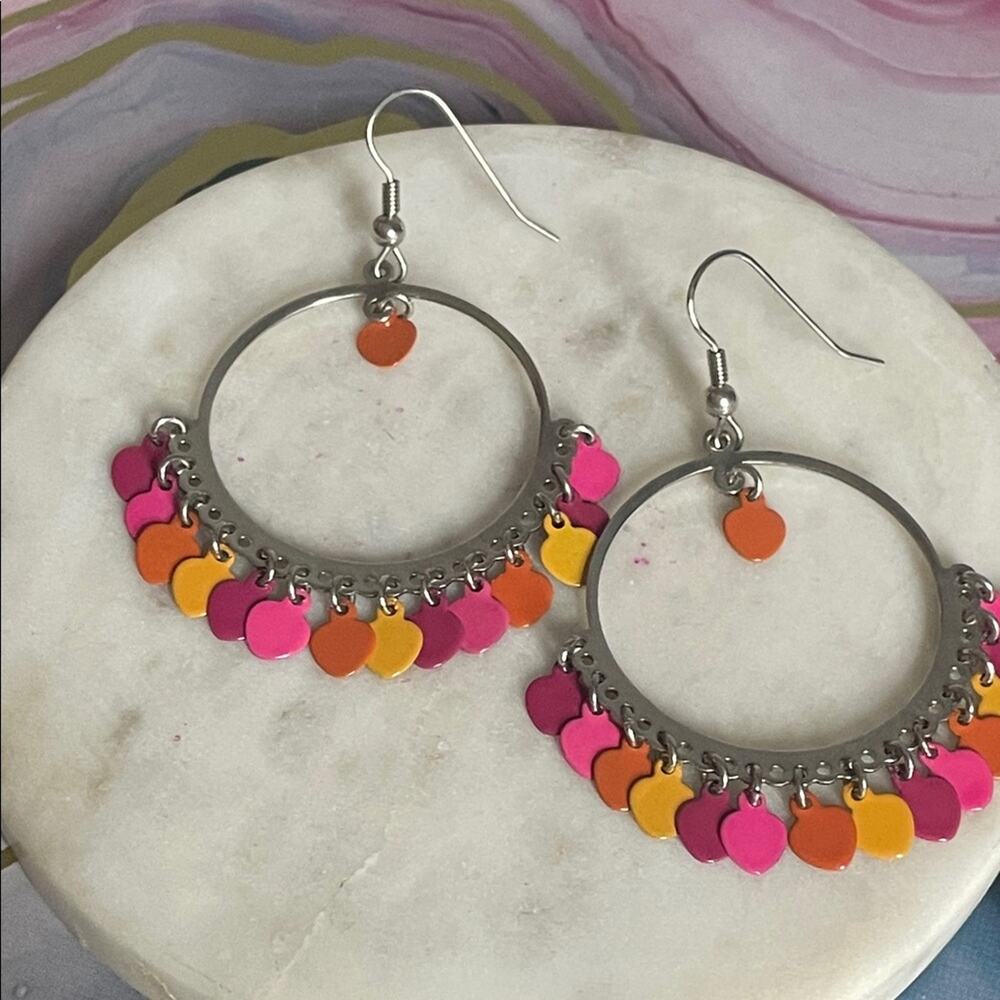 Colorful Hoop dangle drop Earrings